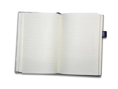 Beyaz bir arka plan üzerine açık defter.