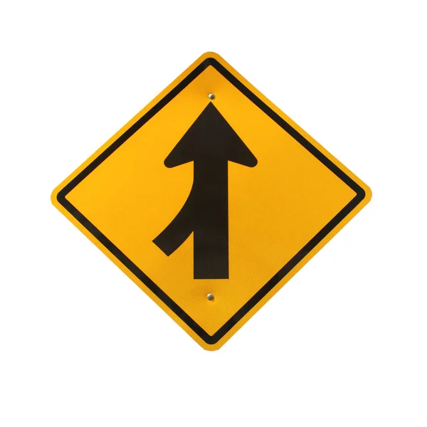 合并左交通标志的路段 — 图库照片