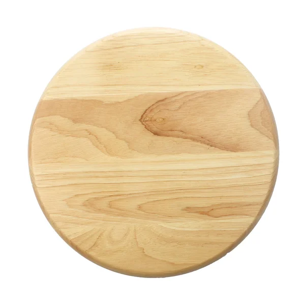 Wooden Plate Top View White Background — Stock Photo, Image