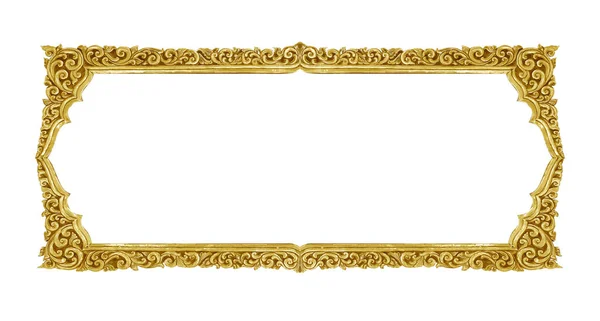 Eski dekoratif altın çerçeve - el yapımı, oymalı - beyaz arka plana izole