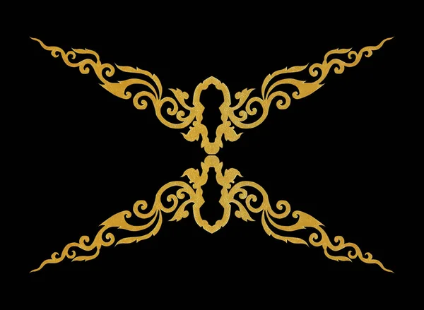 Шаблон Золотой Металлической Рамы Резной Цветок Черном Фоне — стоковое фото