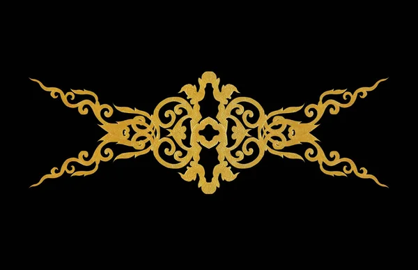 Pattern Gold Metal Frame Carve Flower Black Background — Stock Photo, Image