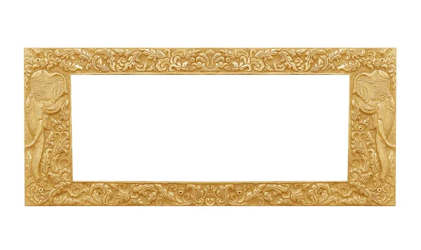 Stara Ozdobna Złota Rama Ręcznie Robiona Grawerowana Izolowana Białym Tle — Zdjęcie stockowe