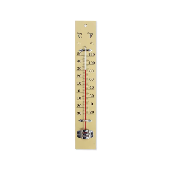 Houten Thermometer Geïsoleerd Wit — Stockfoto