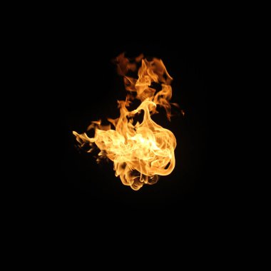 Yangın alevleri koleksiyonu siyah arkaplanda izole edildi