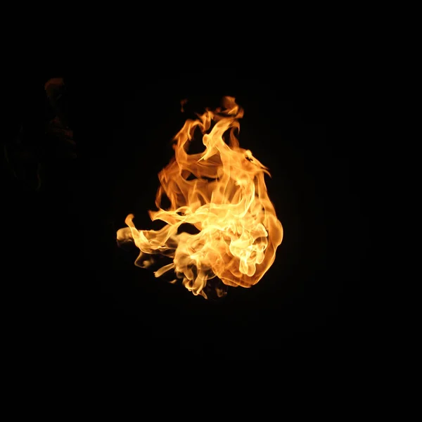 Kolekcja Ognia Płomienie Izolowane Czarnym Tle — Zdjęcie stockowe