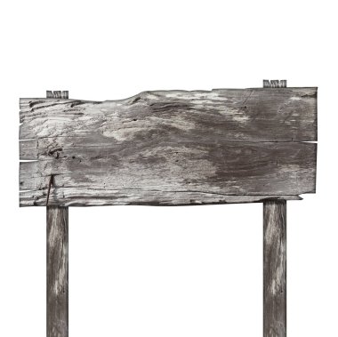 Beyaz arkaplanda kırpma yolu olan boş bir tahta tabelasını kapat