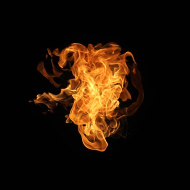 Yangın alevleri koleksiyonu siyah arkaplanda izole edildi