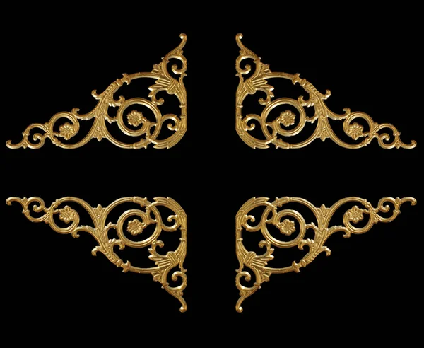 Элементы Орнамента Винтажные Золотые Цветочные Узоры Черном — стоковое фото