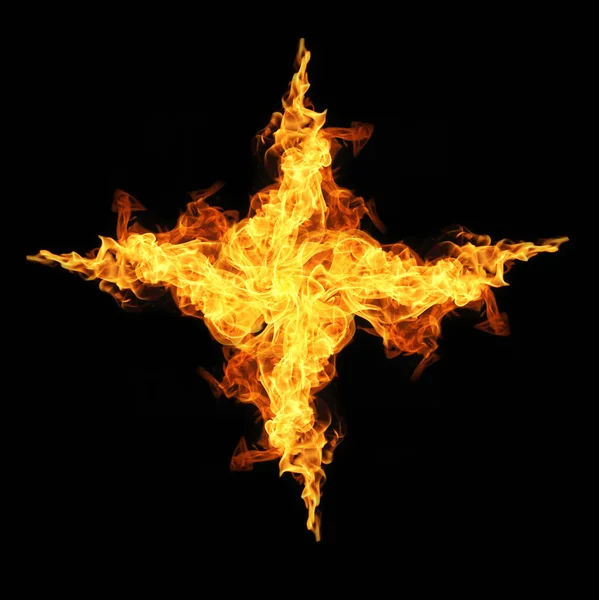 Fire Flames Collection Isolated Black Background — Stock Photo, Image