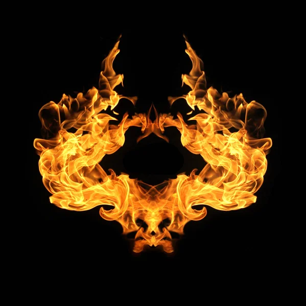 Fire Flames Collection Isolated Black Background — Stock Photo, Image