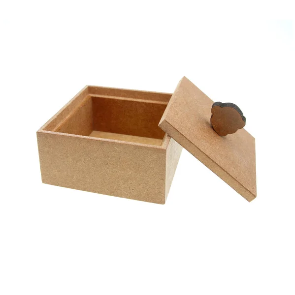 Wood Box Isolated White Background — Stock Photo, Image