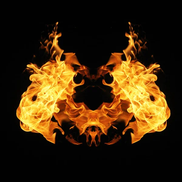 Fire Flames Collection Isolated Black Background — Stock Photo, Image