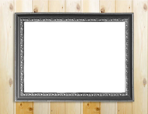 Empty Picture Frame Wooden Wall — Stock Photo, Image