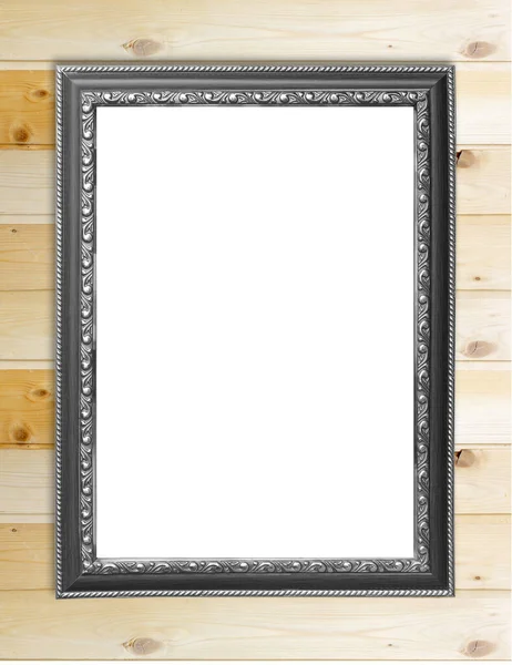 Empty Picture Frame Wooden Wall — Stock Photo, Image