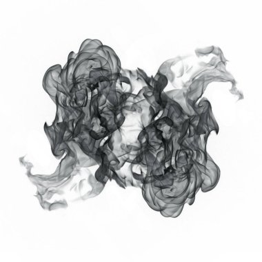 Beyaz bir arka plan üzerinde siyah duman bukleler