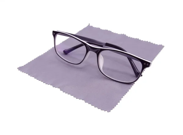 Fashion Glasses Glasses Cleaning Cloth Isolate White — Stock Photo, Image