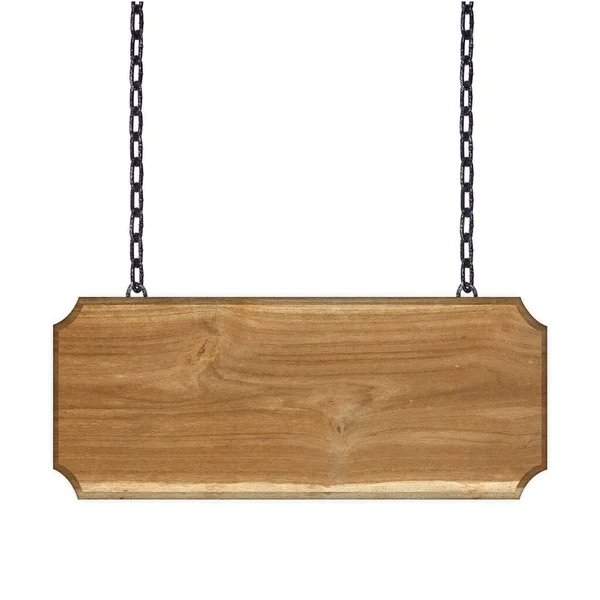 Beyaz bir zincirde asılı ahşap tabela