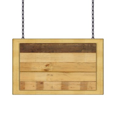 Beyaz bir zincirde asılı ahşap tabela