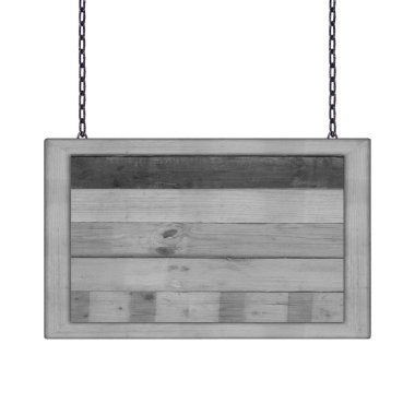 Beyaz bir zincirde asılı ahşap tabela