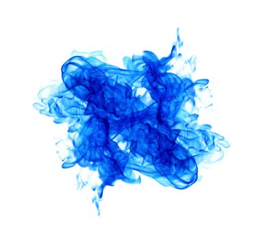 Beyaz arkaplanda mavi alevler izole edildi