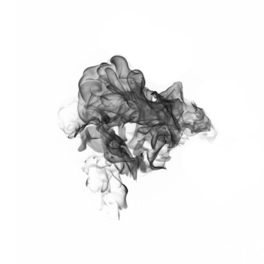 Beyaz arkaplanda siyah duman