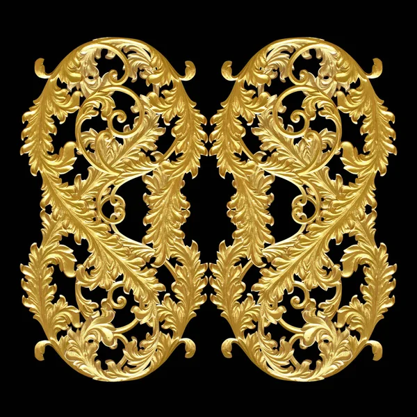 Ornamentelemente Vintage Gold Blumenmuster Auf Schwarz — Stockfoto