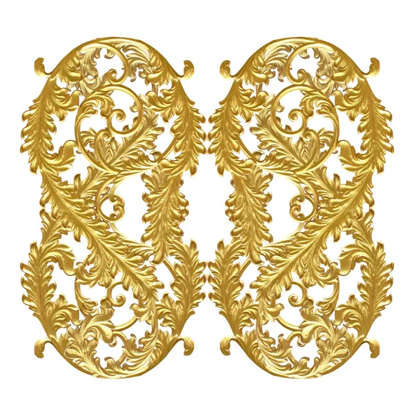 Elementos Ornamento Desenhos Florais Ouro Vintage Branco — Fotografia de Stock