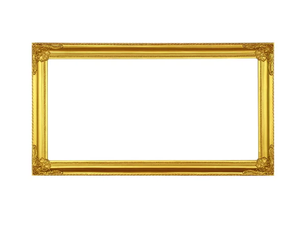 Gouden Fotolijstje Witte Achtergrond — Stockfoto