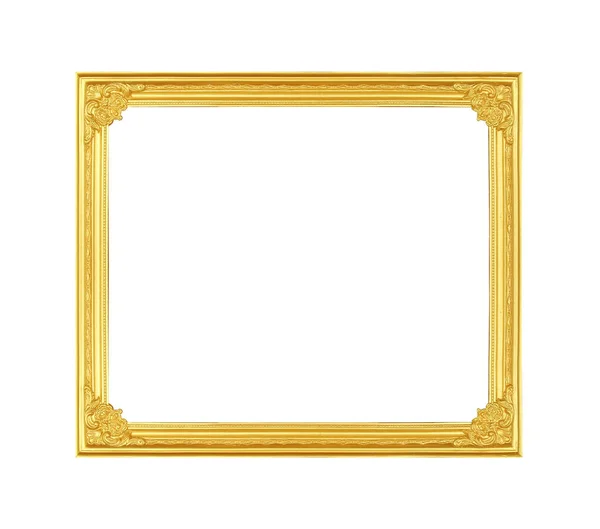 Beyaz arkaplanda altın resim çerçevesi.