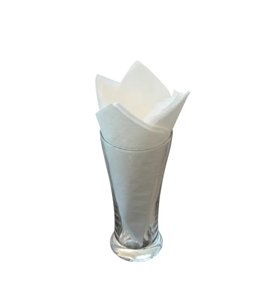 White Tissue Papers Glass White Background — Stock Photo, Image