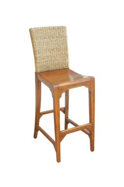 Beyaz arka planda izole edilmiş tahta sandalye