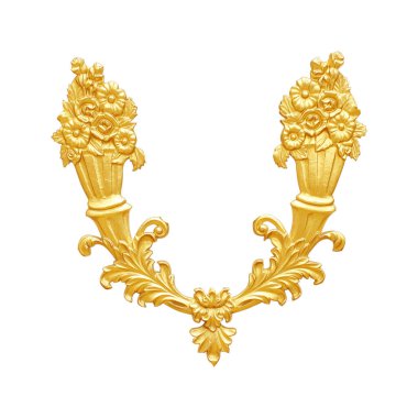 Süs malzemeleri, beyaz üzerine klasik altın çiçekli tasarımlar. 