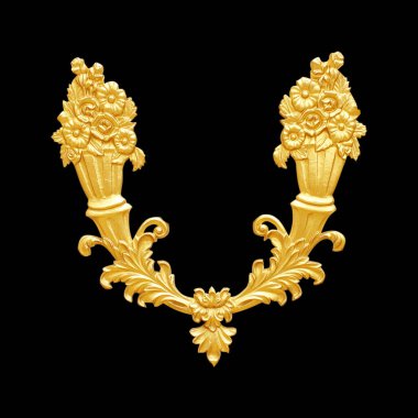 Süs eşyaları, siyah üzerine klasik altın çiçekli tasarımlar.