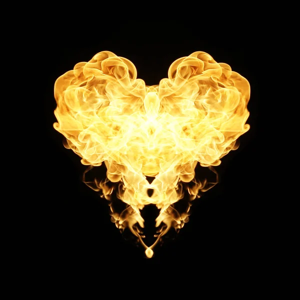 Fiery Heart Collection Isolated Black Background — Stock Photo, Image