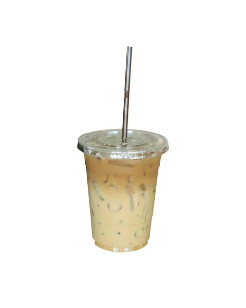 Iced Coffee Glass White Background — Stock Photo, Image