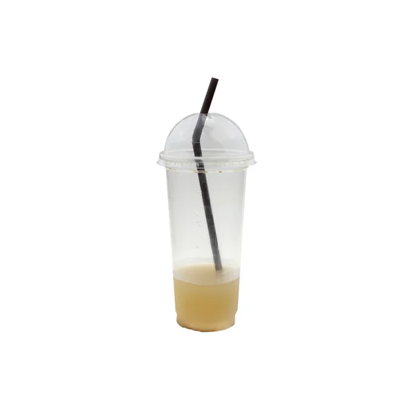 Gamla Plast Glas Kaffe Vit Bakgrund — Stockfoto