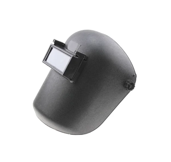 Casque Masque Protection Plastique Noir Sur Fond Blanc — Photo