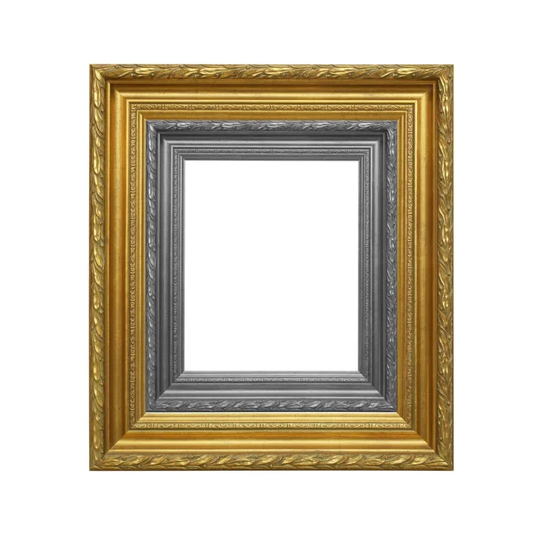 Het Antieke Grijze Gouden Frame Witte Achtergrond — Stockfoto