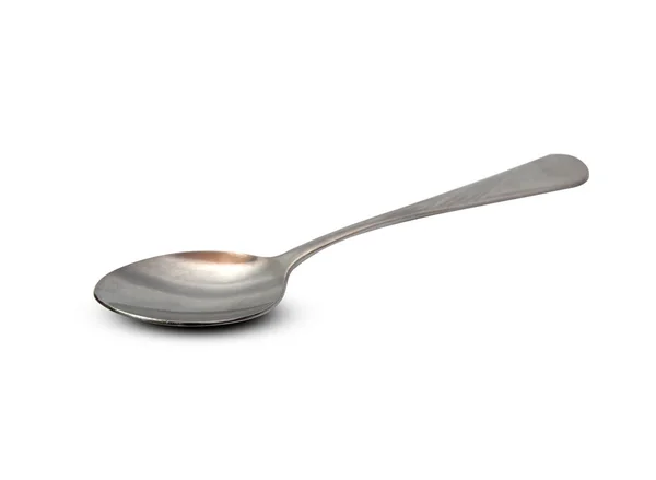 Old Silver Spoon Isolated White Clipping Path — Stock Photo, Image