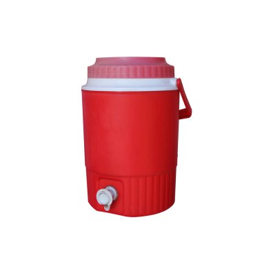 Beyaz arka planda izole edilmiş kapaklı plastik kova..