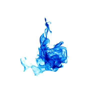 Beyaz arkaplanda mavi alevler izole edildi