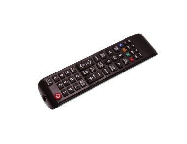 Uzaktan kumandalı televizyon beyaz arkaplanda izole edildi