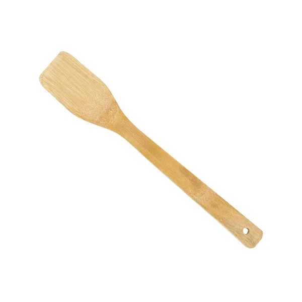 Cucchiaio Bambù Fatto Mano Isolato Sfondo Bianco — Foto Stock