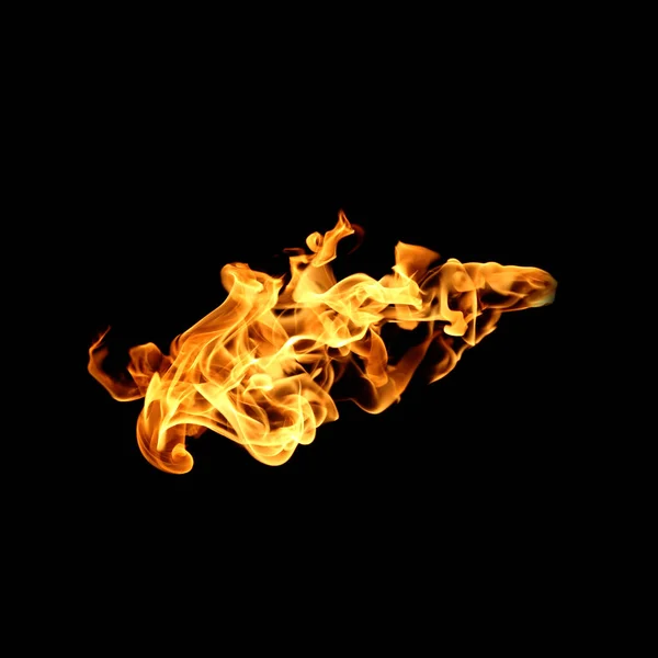 Vuurvlammen Collectie Geïsoleerd Zwarte Achtergrond — Stockfoto