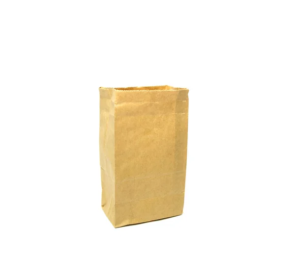 Geri Dönüşüm Kahverengi Kağıt Çanta Beyaz Arkaplan Izole — Stok fotoğraf