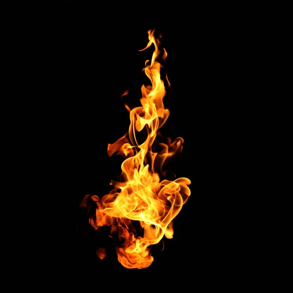 Brand Vlammen Geïsoleerd Zwarte Achtergrond — Stockfoto