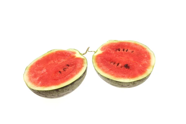Helft Van Watermeloen Geïsoleerd Witte Achtergrond — Stockfoto