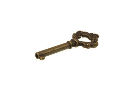 Beyaz arkaplanda izole edilmiş eski anahtar.