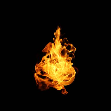 Yangın alevleri koleksiyonu siyah arkaplanda izole edildi